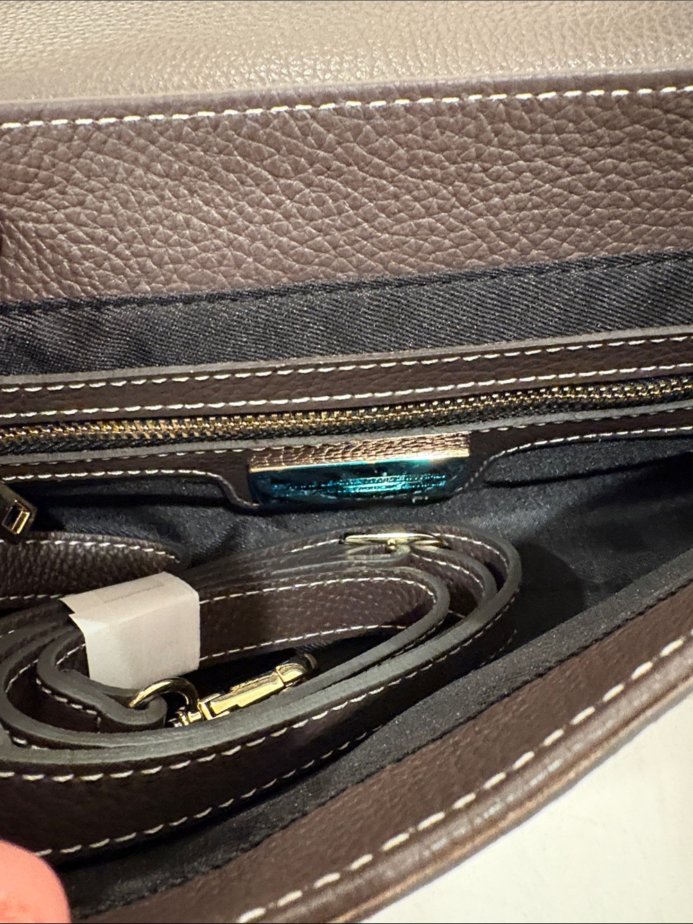 Snake-Embossed Shoulder Bag in Cream and Brown with Gold Hardware - Picture 8 of 8